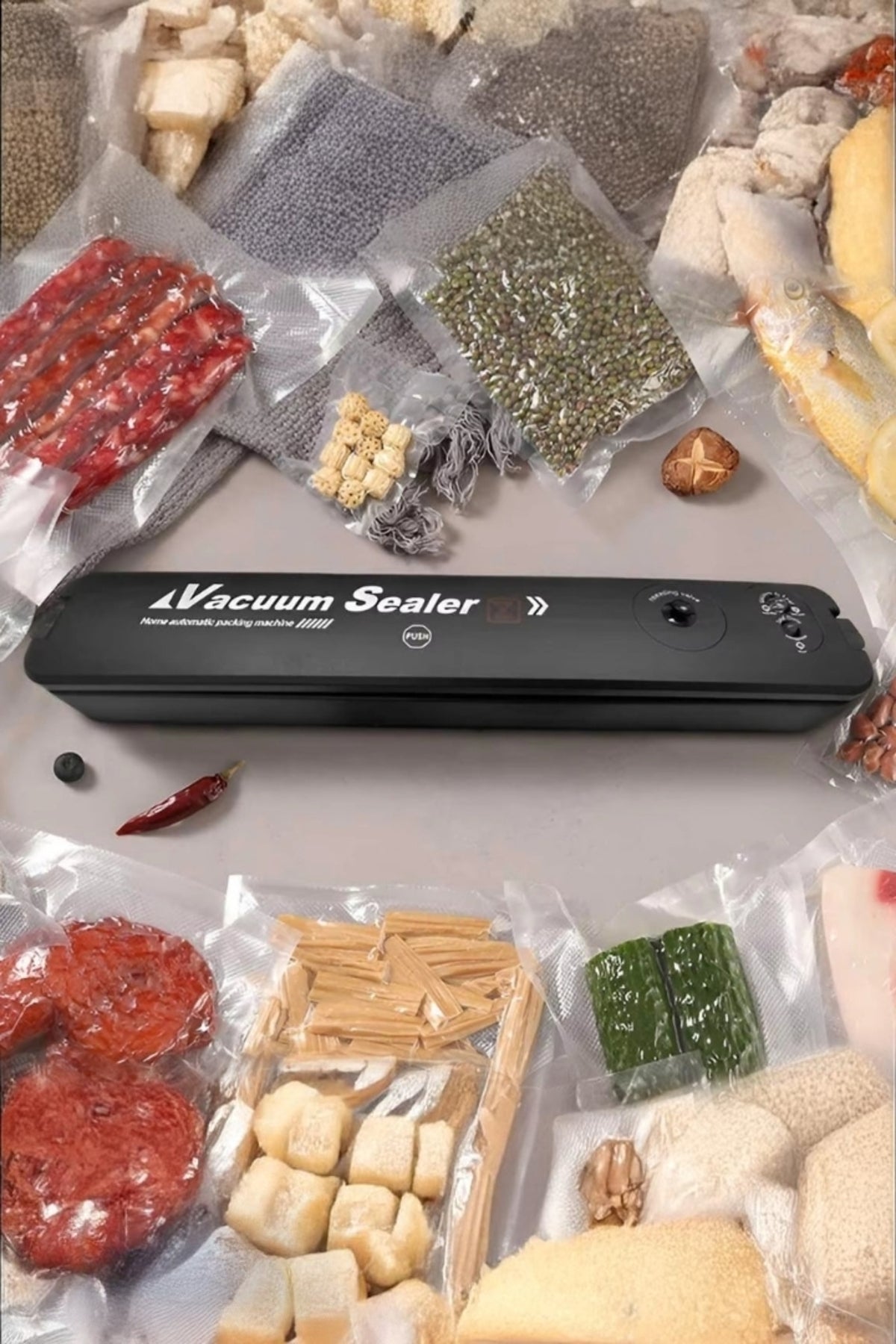 Vacuum Sealer Gıda Mühürleme Vakum Makinesi- Yiyecek Tazeliği Koruma Ev Ve Restoran- 10 Adet Poşet Hediyeli